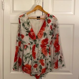 White and Floral Romper